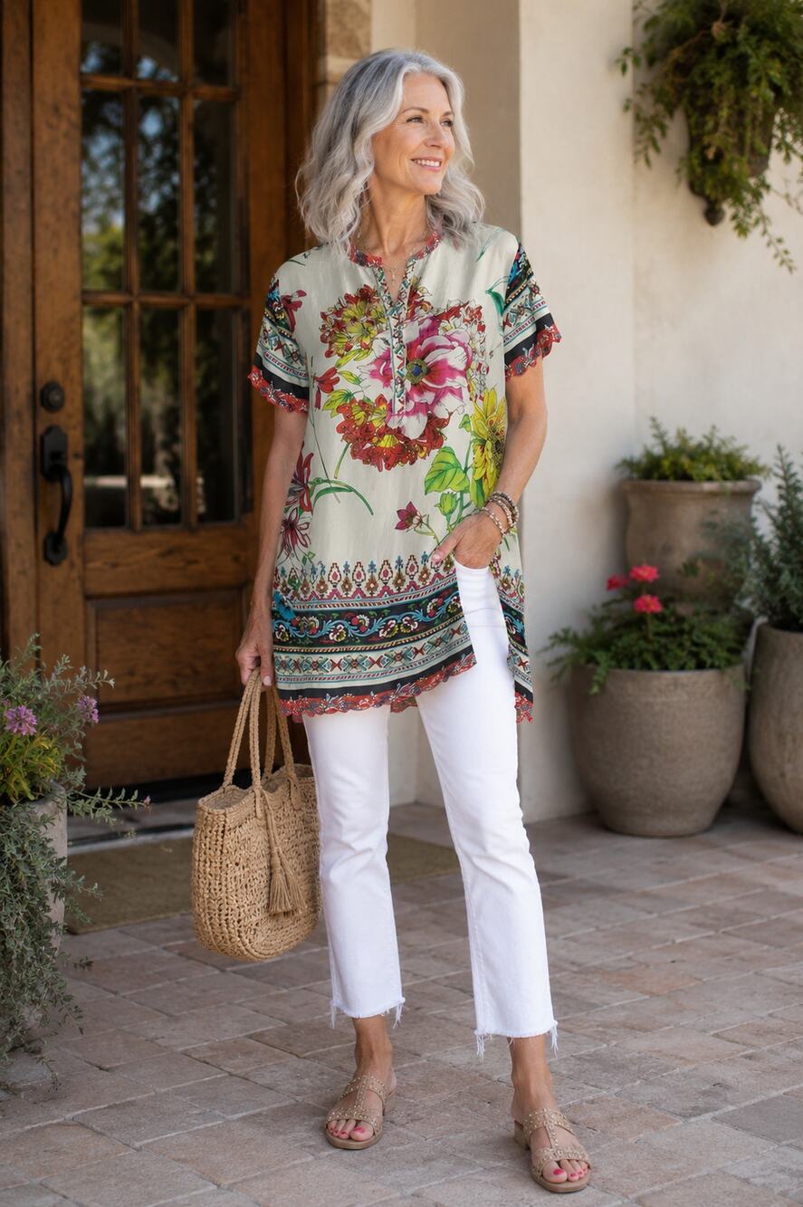 Johnny Was Victoriana Floral Printed Tunic - Large